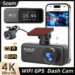Soam 4K+1080P Dash Camera for Cars Front and Rear，170°Wide Angle，Precise GPS，Built-in WIFI，APP ，Night Vision，24H Parking Mode