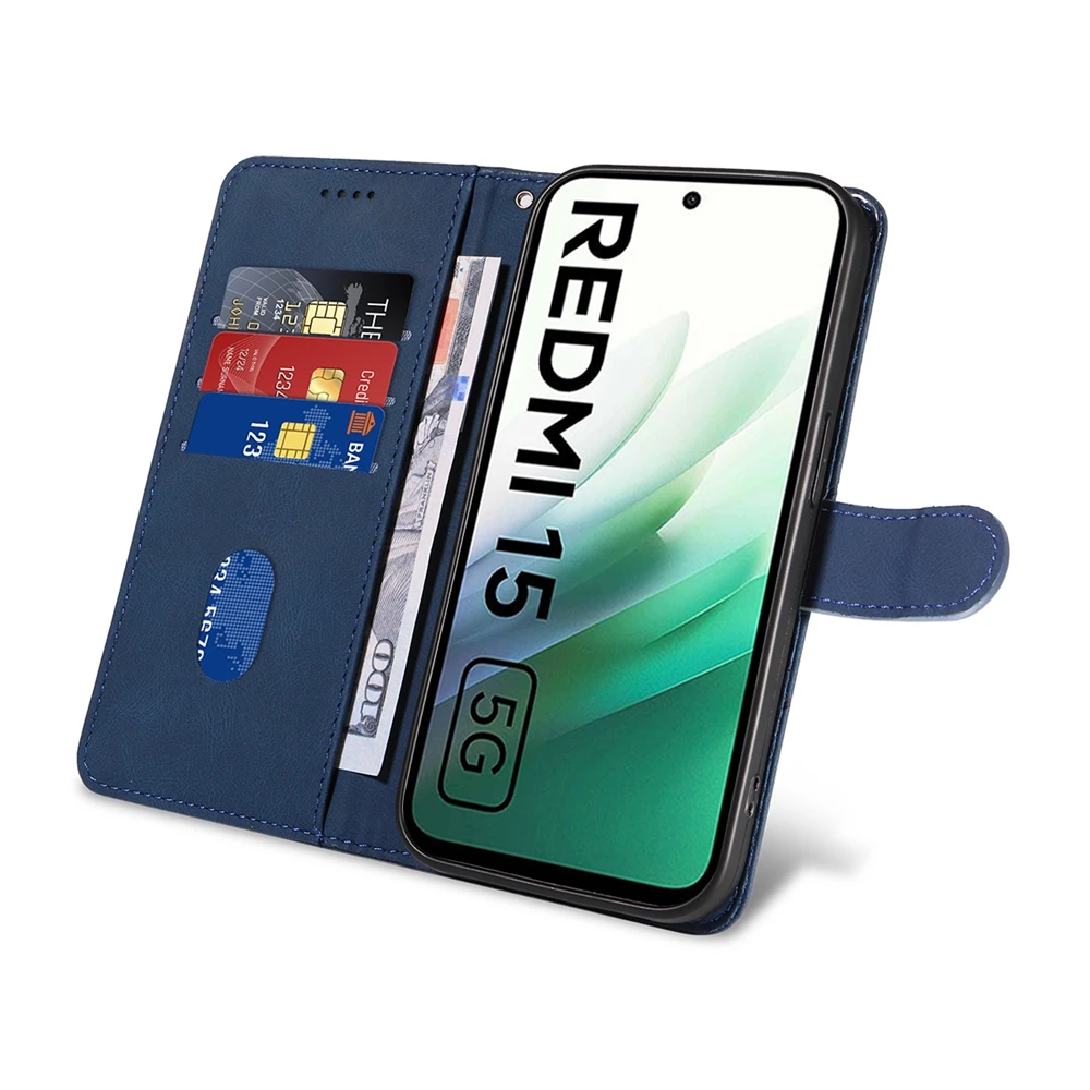 Magnetische Flip-Lederhülle für Xiaomi Redmi 15 15C 14C 13 13C 12 A5 4G 5G Poco C85 169 171 173 Premium Brieftasche mit Kartenfach – Detail 13