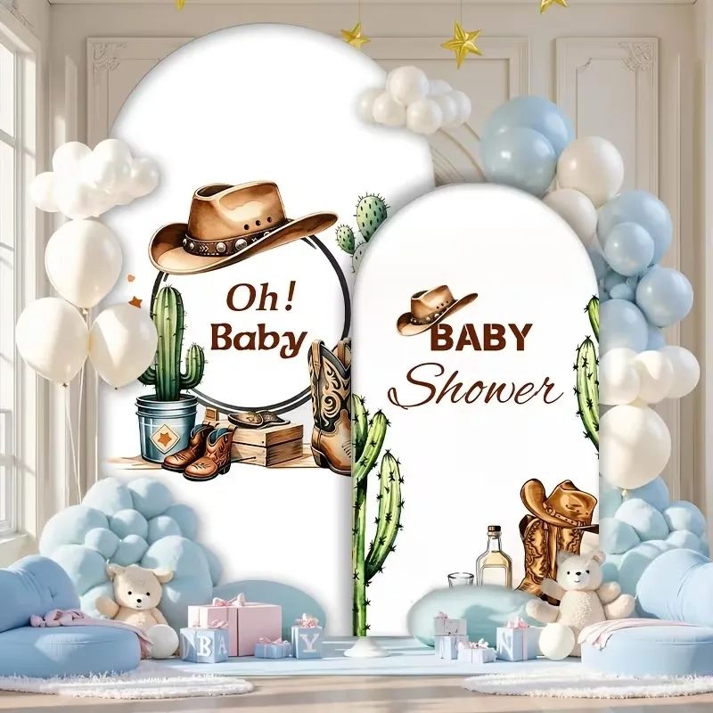Mehofond Custom A Little Cowboy Is on The Way West First Rodeo Kids Birthday Party Baby Shower Cover Chiara Arch Decor Backdrop