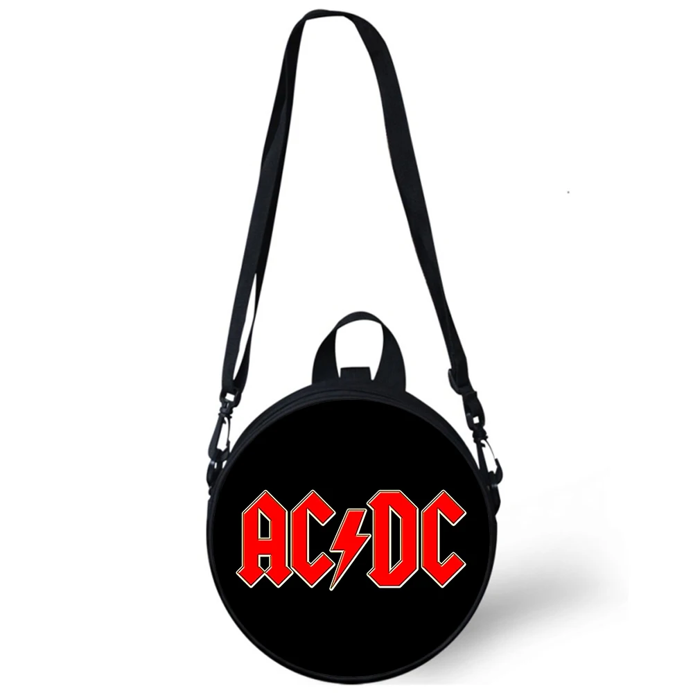 AC DC band Child kindergarten Bag 3D Print Crossbody Shoulder Bags For School Women Mini Round Bagpacks Rugtas Bag