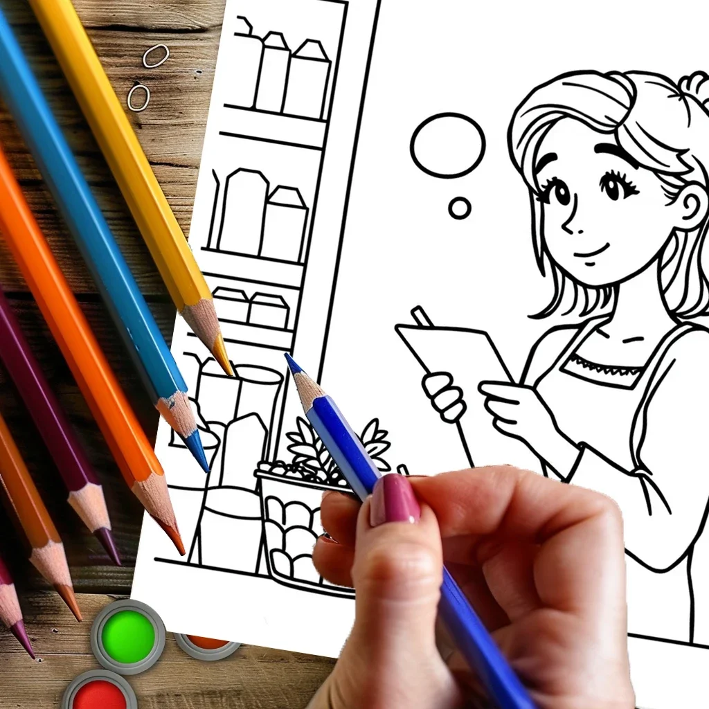 大人のための女の子の人生塗り絵 |   28ページの塗り絵、クリスマスや感謝祭のための画材