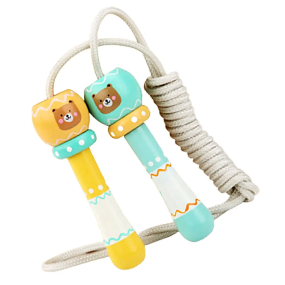

ChildrenSkippingRopeWoodenKidsExerciseToyDurableErgonomicH leIndoorOutdoorFitnessGift LightweightJumpRopesStudentTraining