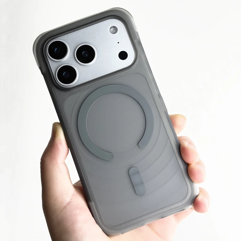 

Airbag Shockproof for MagSafe Phone Case For iPhone 17 17pro max 16 Pro Magnetic Wireless Charging Matte Water Ripples Cover