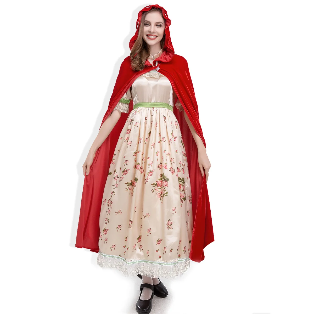 

Halloween Adult New Little Red Riding Hood Cosplay Costume Flower Garden Maid Role Party Costume