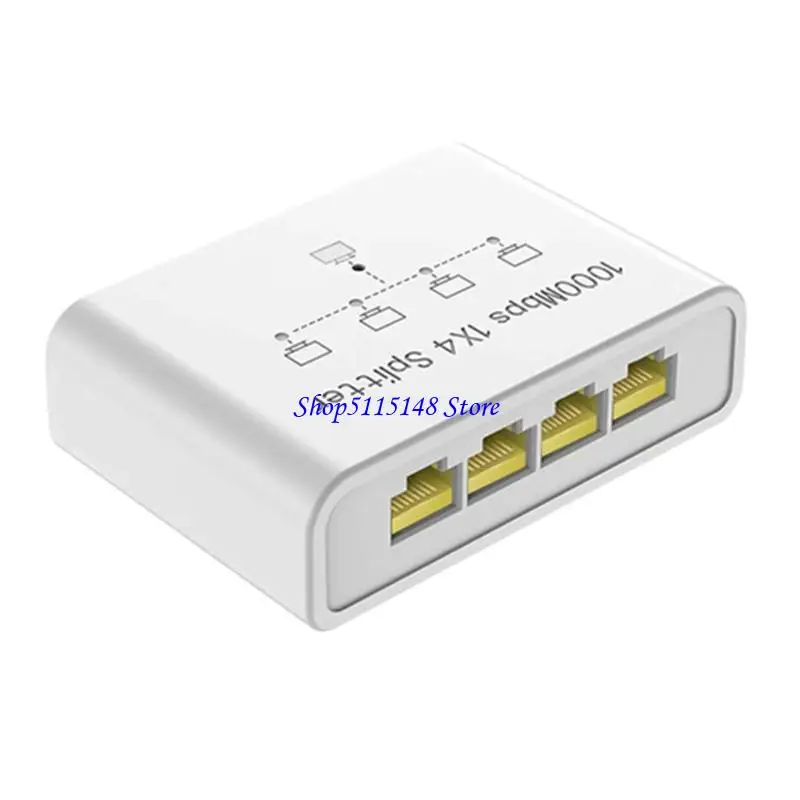

F3MA Compacts 5 Port Gigabit Networks Switches 1 to 4 Gigabit Ethernet Adapter Hub Wire Divider For Multiple Devices Enduring