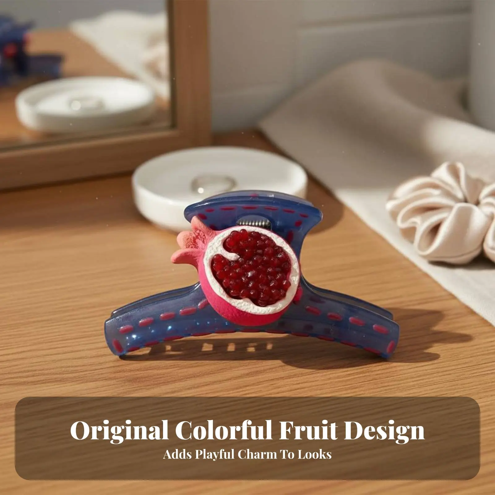 Fastener Sweet Design Jaw Grip Fastener Fruit Hair Grip Contrast Color No-Damage for Teenagers, Everyday Wear