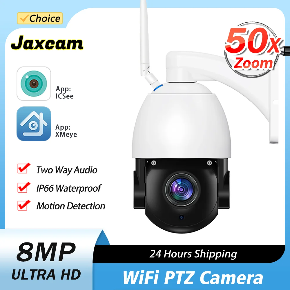 ICsee 4K 8MP  50x Zoom Wifi PTZ IP Camera Outdoor Human Detection Wireless CCTV Security Protection Surveillance Camera