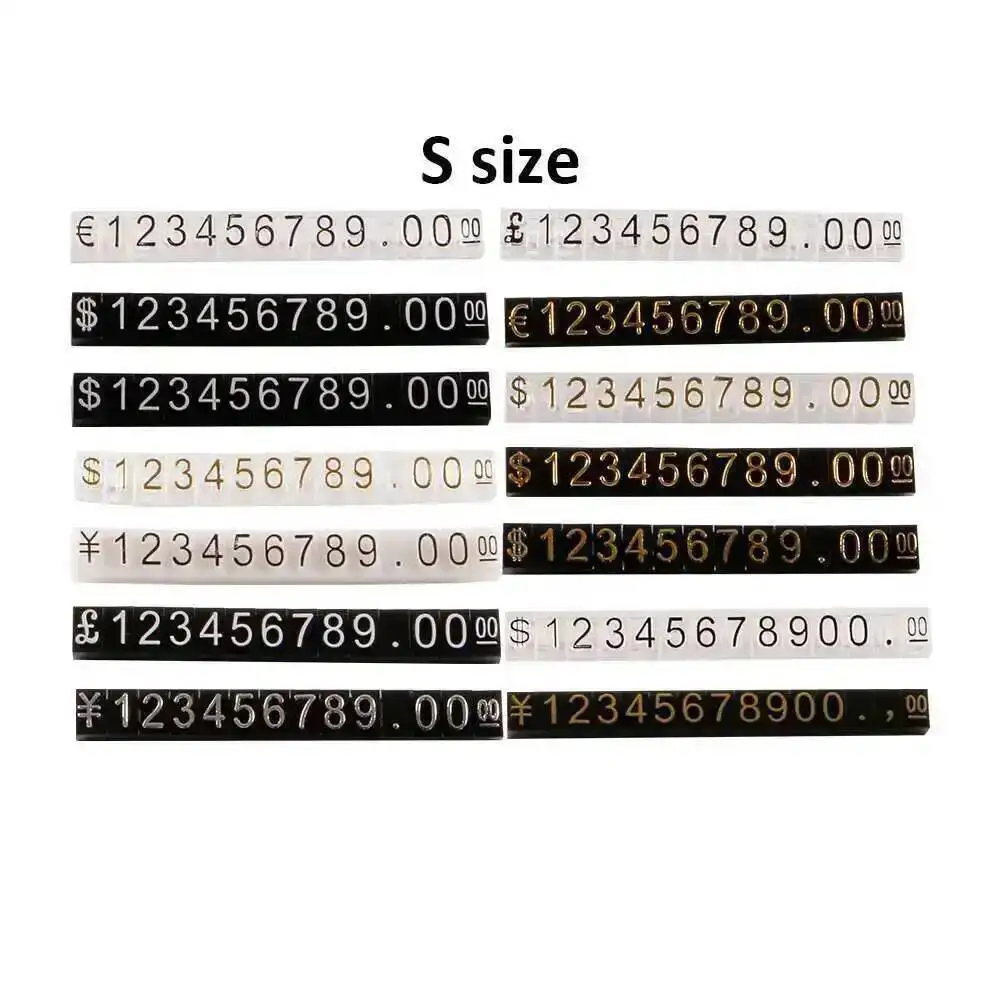 Cubo de exhibición de precios ajustable para joyería, soporte de mostrador, kit de bloques de precios con números, letras, dólares y euros