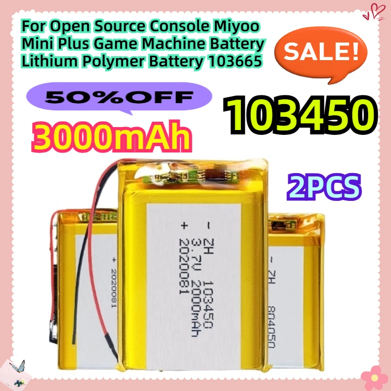 

For Open Source Console Miyoo Mini Plus Game Machine Battery Lithium Polymer Battery 103665 3.7V 3000mAh