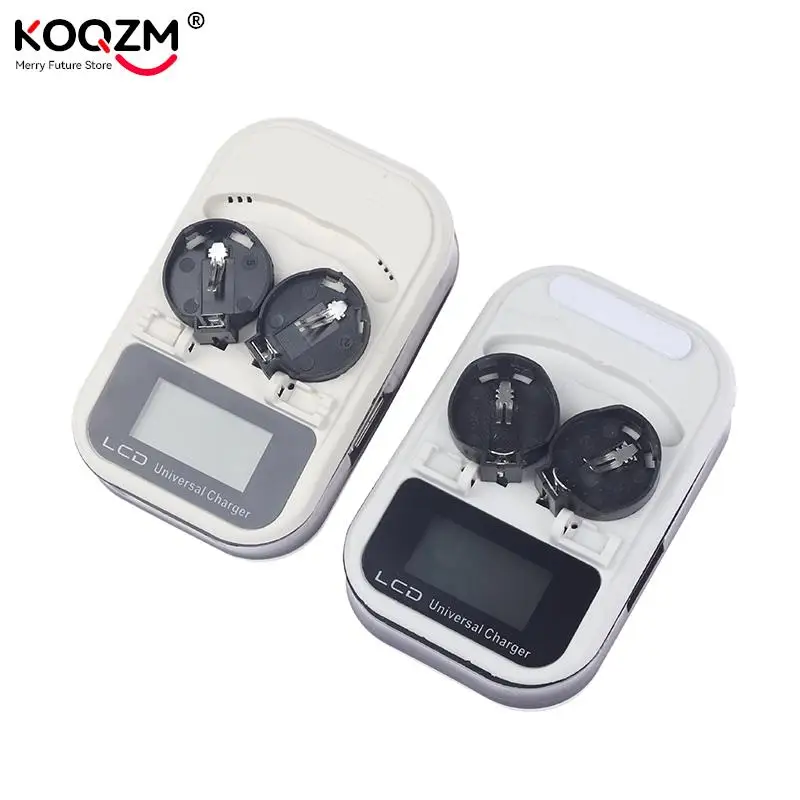 1pc 3.7V LCD EU Plug Button Battery Charger Recharging For CR2032 Indicator Intelligent 2-Slot US Plug Battery Charger