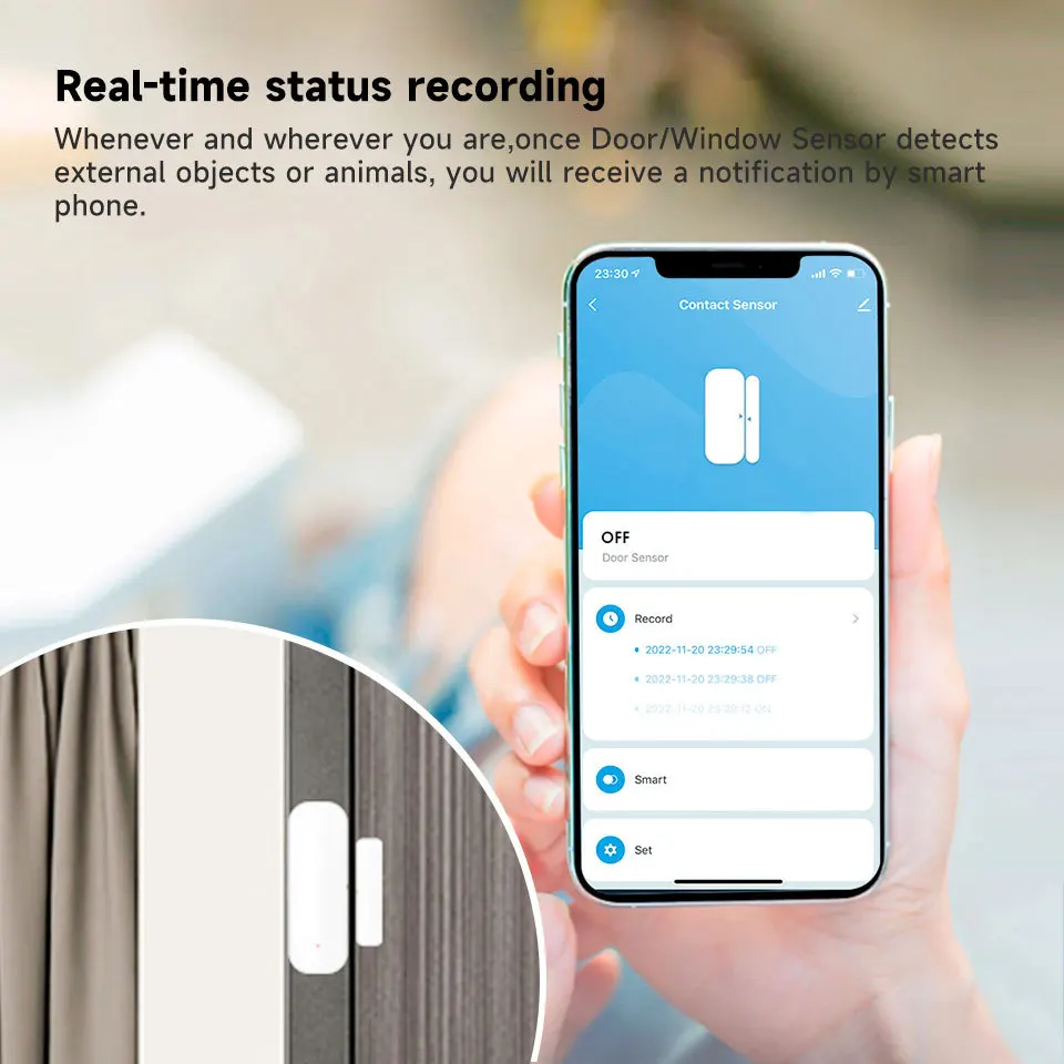 Tuya Zigbee Sensore per porte e finestre Rilevatore wireless per porte aperte e chiuse Allarme domestico intelligente Protezione di sicurezza per assistente domestico