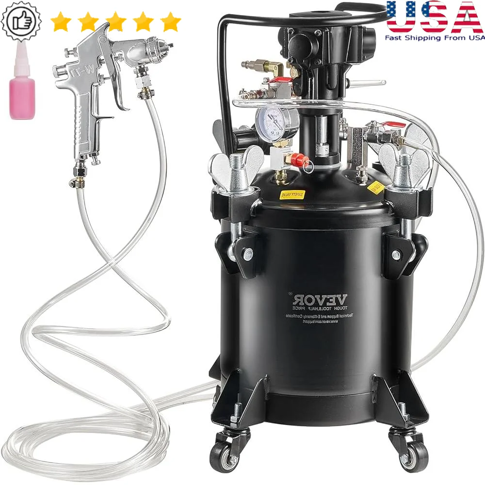 

10L Automatic Stirring Pressure Pot Spray Paint Tank 70psi Adjustable Pressure Efficient Painting Tasks and Easy Movement