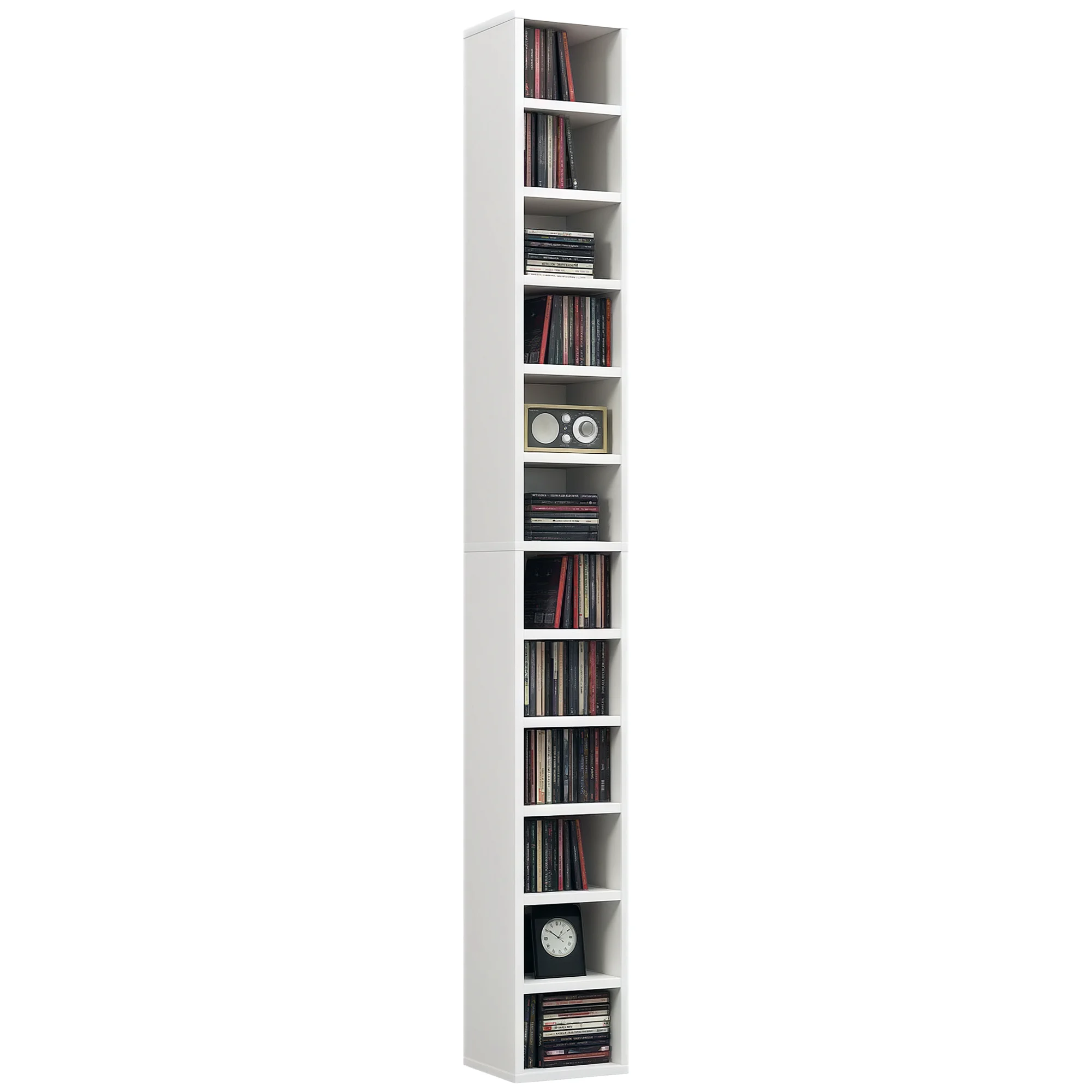 HOMCOM opbergruimte voor CD's en DVD's, opbergkast met planken, opbergunit met 12 compartimenten, max. CD-capaciteit