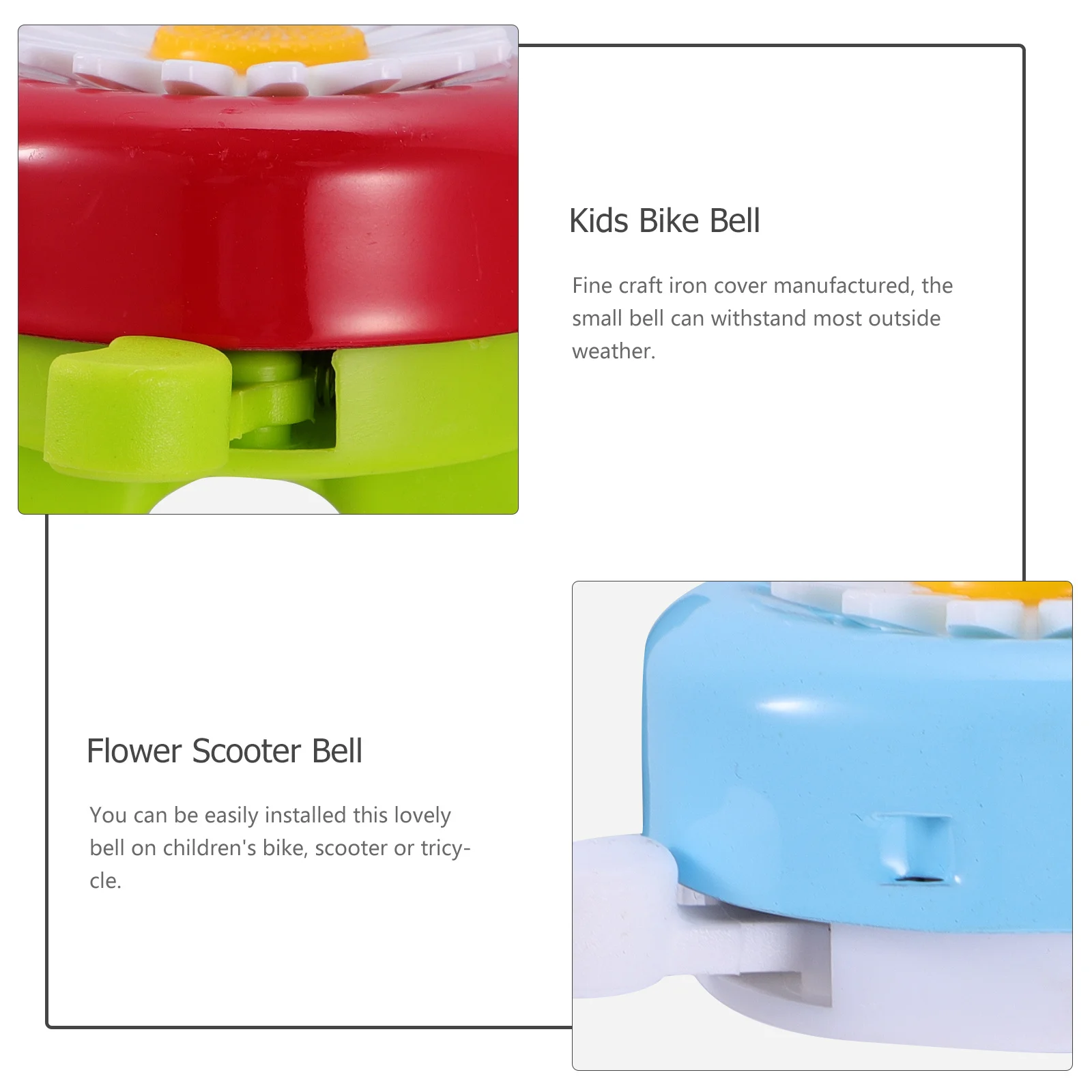 

5pcs Flower Pattern Bike For Scooter Tricycle Durable Plastic Bell With Iron Cover Cute Ring Bell For 'S Bike