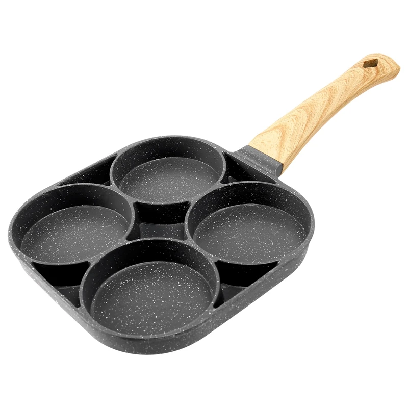 4-Hole Omelet Pan For Burger Eggs Ham Pancake Maker Frying Pans Non-Stick No Oil-Smoke Breakfast Grill Wok