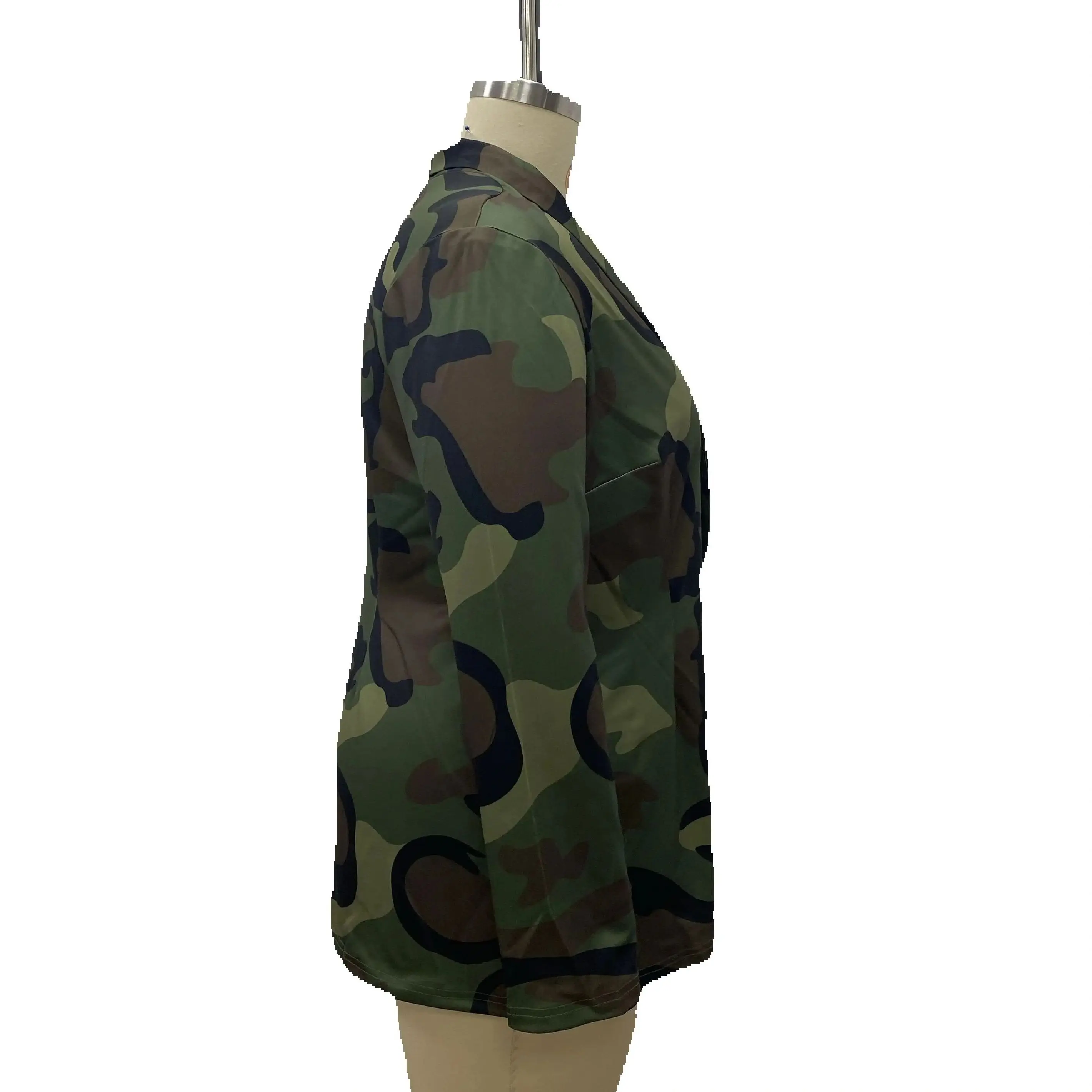 Jaket jas bermotif multi-warna kasual tren fesyen kamuflase