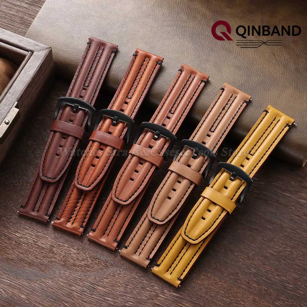 Vintage-Armband aus echtem Rindsleder für Seiko-Uhrenarmband, 20 mm, 22 mm, 24 mm, für Omega, Schnellverschluss, universelle Armbänder für Herren und Damen – Detail 4