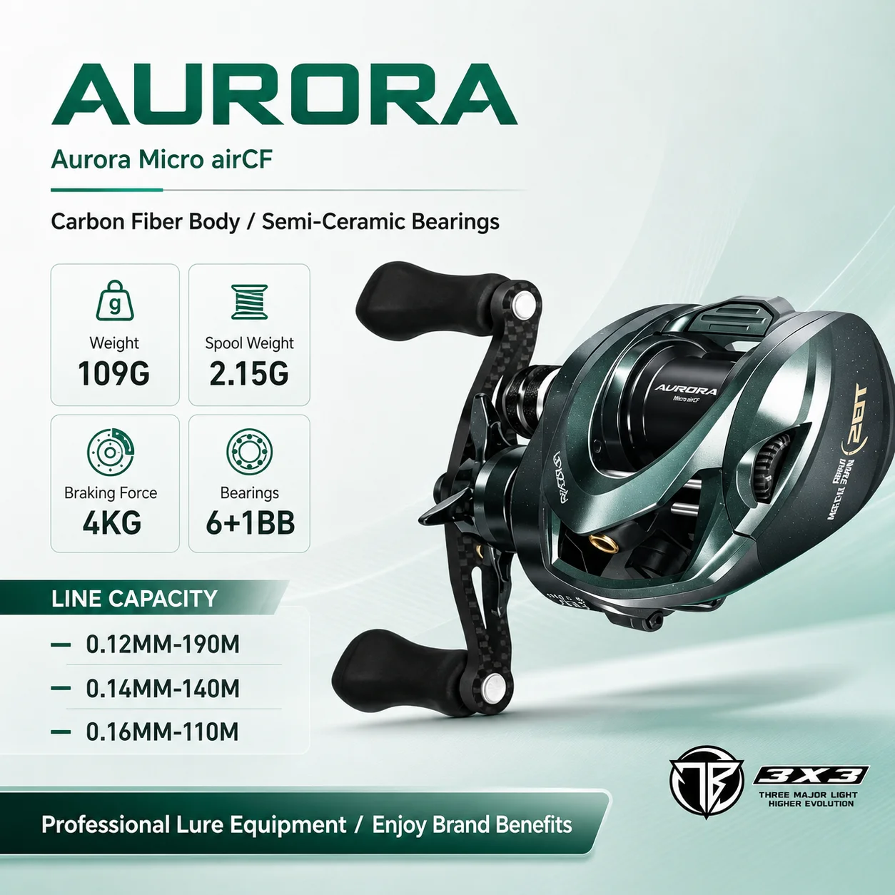 HASIDA Aurora AIR BFS Baitcasting Fishing Reel + PE Line Set Fishing Goods Light Aluminum Spool Dynamic Magnetic Braking
