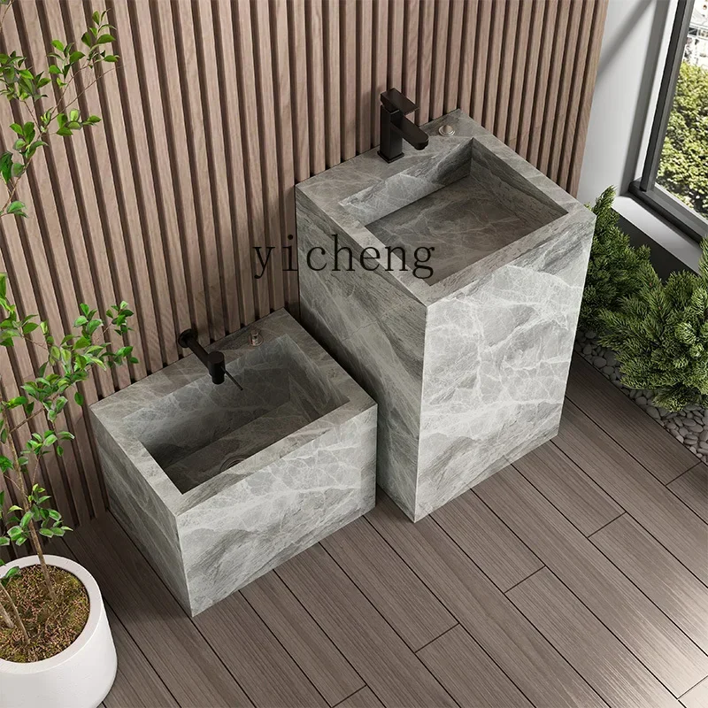 

Y1 rock slab column basin mop pool, washbasin, hand basin integrated stone outdoor mop pool