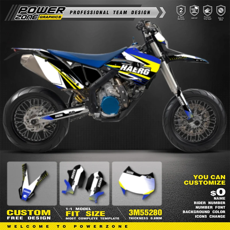 

PowerZone Custom Team Graphics Backgrounds Decals Stickers Kit For HUSABERG 2009-2012 FE390 450 570-TE250 300 -FX450-FS570 08