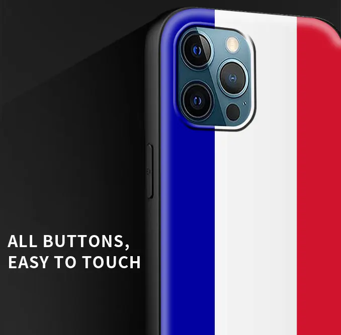 France Flag Emblem Luxury Phone Case For iPhone 13 15 14 12 11 Pro MAX XR X SE XS 7 8 Plus Soft Silicone Black Matte Cover