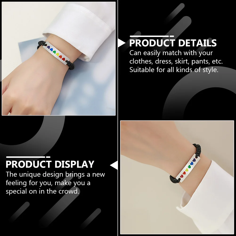 

Stainless Steel Hand Chain Rainbow Wrist Strap for Everyday Wear Comfortable Weave Bracelet Accessory for Couple Pride Parades