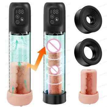 Bomba de vacío eléctrica para agrandar el pene, dispositivo con 5 intensidades de succión, incluye 2-6 mangas de silicona para entrenamiento mejorado bomba vacio hombre