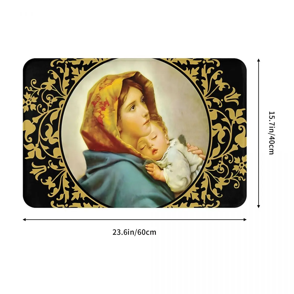 Virgin Mary With Jesus Child Non-Slip Carpet Doormat Bedroom Bathroom Mat Welcome Decor Rug