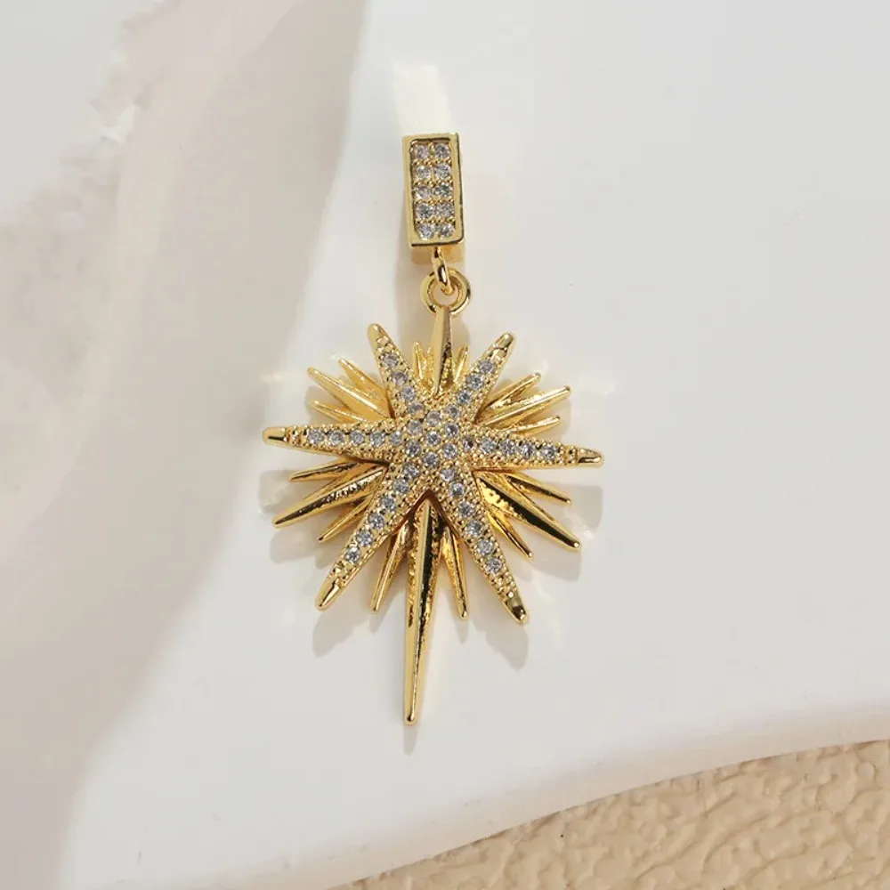 1pc New Brass Charms Multicolor Galaxy Star Micro Pave Clear Cubic Zirconia Pendant DIY Necklace For Women Jewelry 3.6cm x 2.1cm