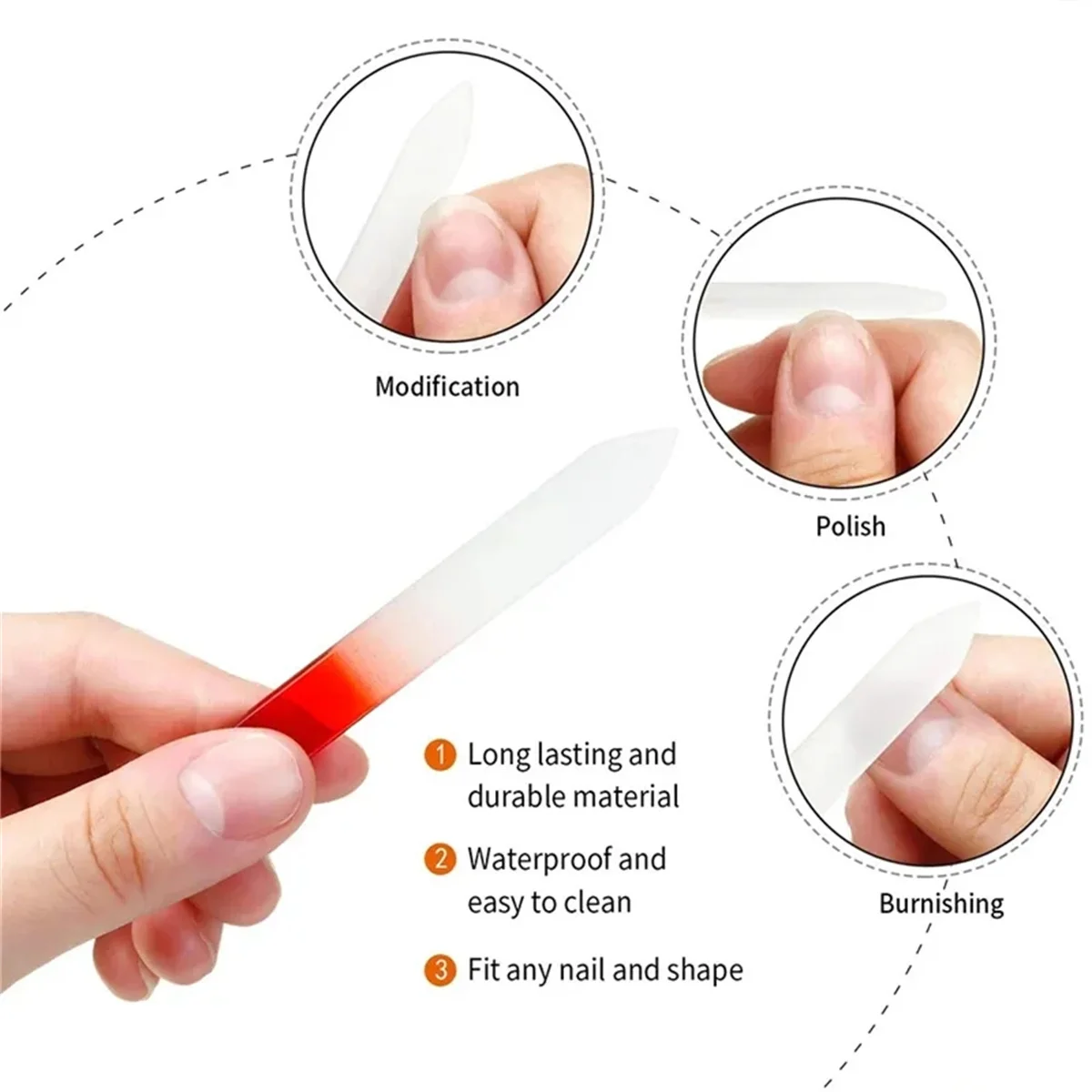 1pcs Professional Colorful Glass Nail Files strip Double-Sided Transparent Gradient Crystal Polished DIY Manicure Tools Supplies image 4