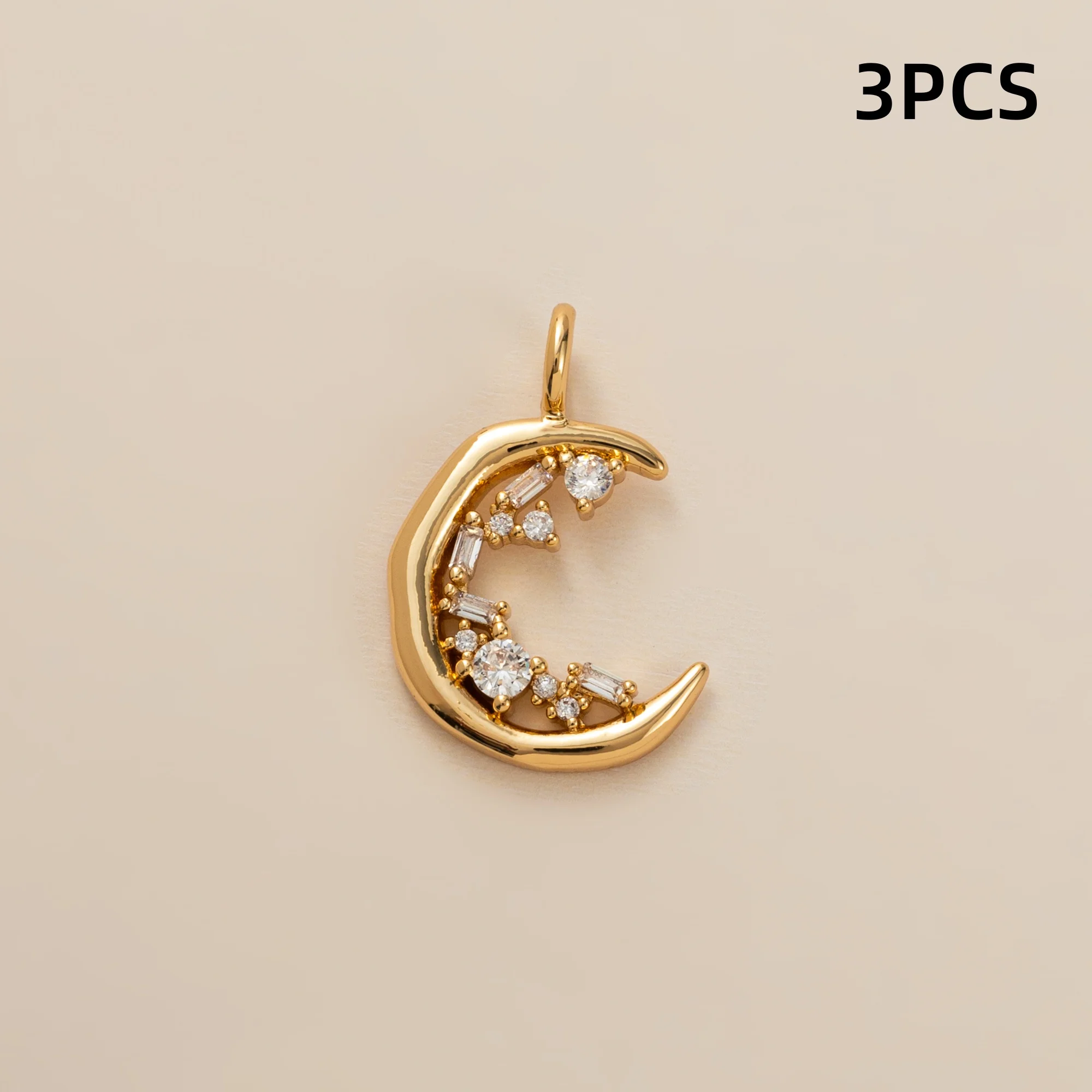 3 Stück frische und schlichte neue achteckige Stern-Mond-Blitz-DIY-Anhänger für Schmuck – Detail 3