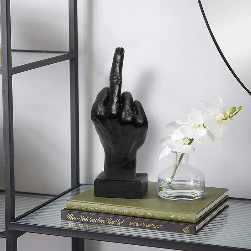 Resin Ornaments Of Middle Finger Statue Upright Middle Finger Arts Crafts Desktop Gesture Figurine Sculpture Living Room