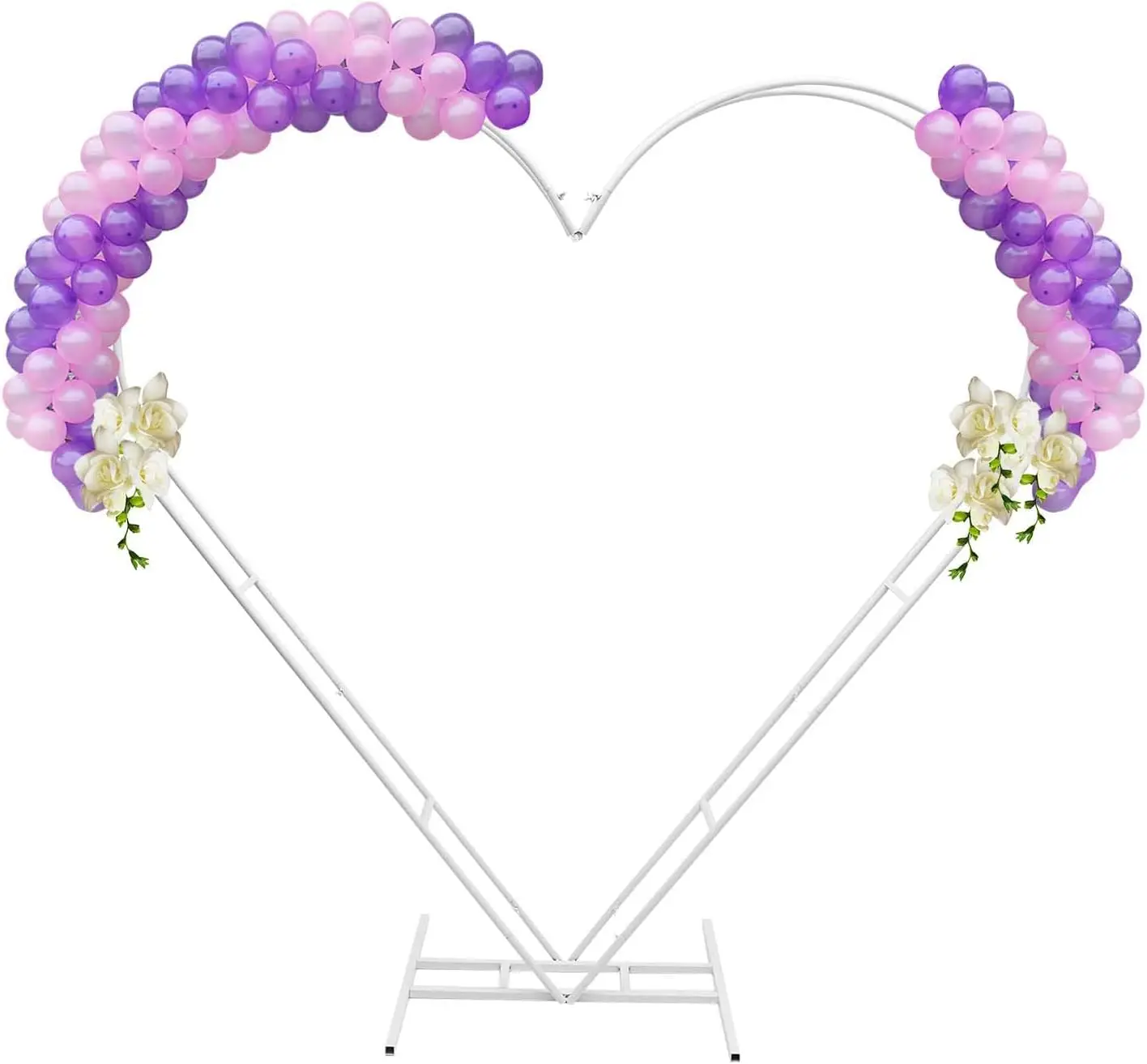 

White Wedding Arch Stand, Heart Wedding Arches for Ceremony, Wedding Metal Arch Backdrop Stand with Base for Party