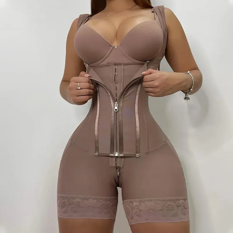 Women's post surgrey use Shapewear hip lift chest double open crotch belly holding pants Shapewear high waist breasted shapewear