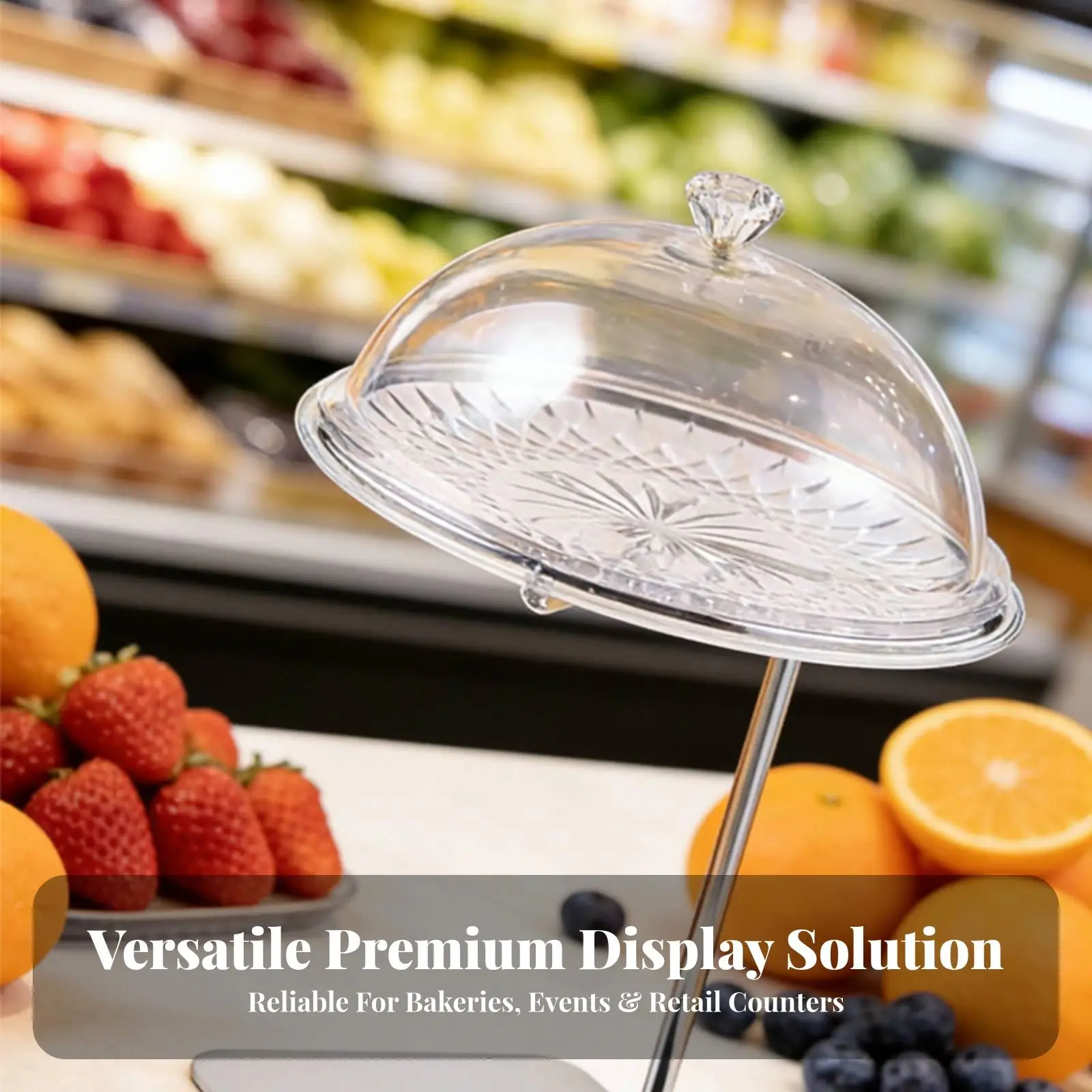 Stainless Steel Display Tray for Pastry Counter Stand with Plastic Base Rack for Menu Sign Holder Tabletop Showcase Tray