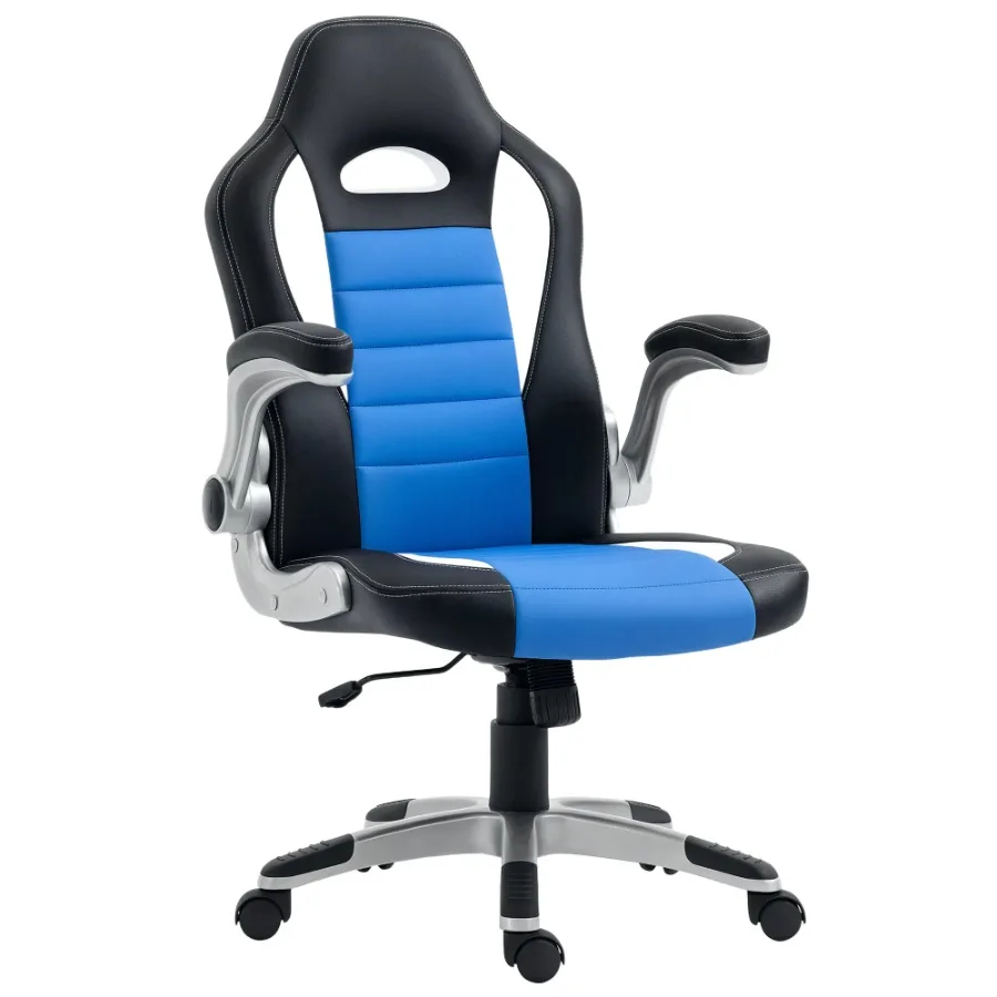 Racing Gaming Chair PU Leather Office Chair Executive Computer Desk Chair with Adjustable Height, Flip Up Armrest, Swivel Wheel