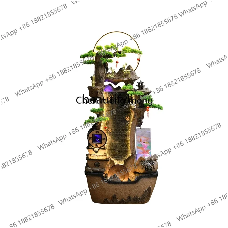 zS173z54Rockery Fountain Water Living Room Decoration Fengshui Wheel Lucky Decoration Office Home Courtyard Decoration