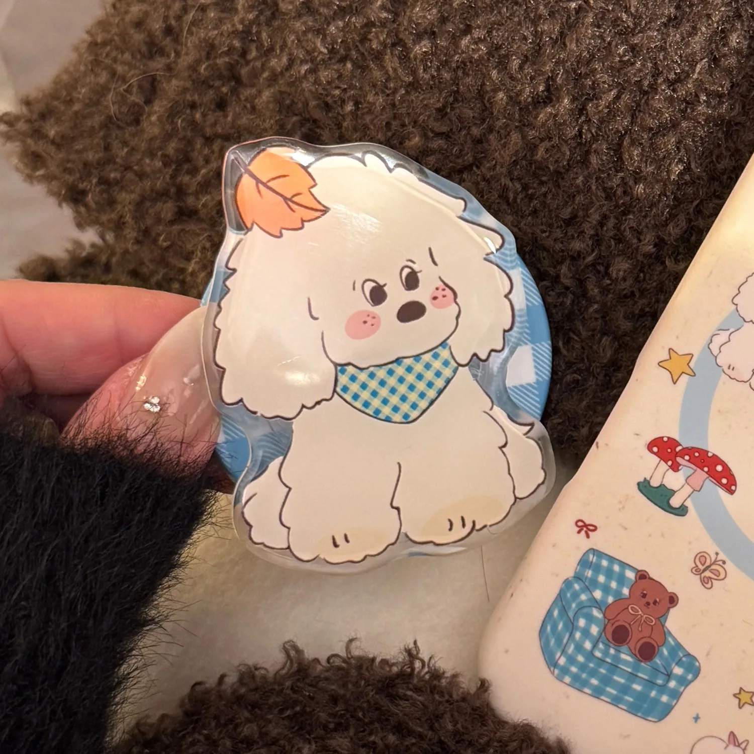 Cartoon Puppy Magnetic Phone Grip Tok Holder Kawaii Portable Phone Table Stand Bracket Magnet Finger Socket for Cell Universal