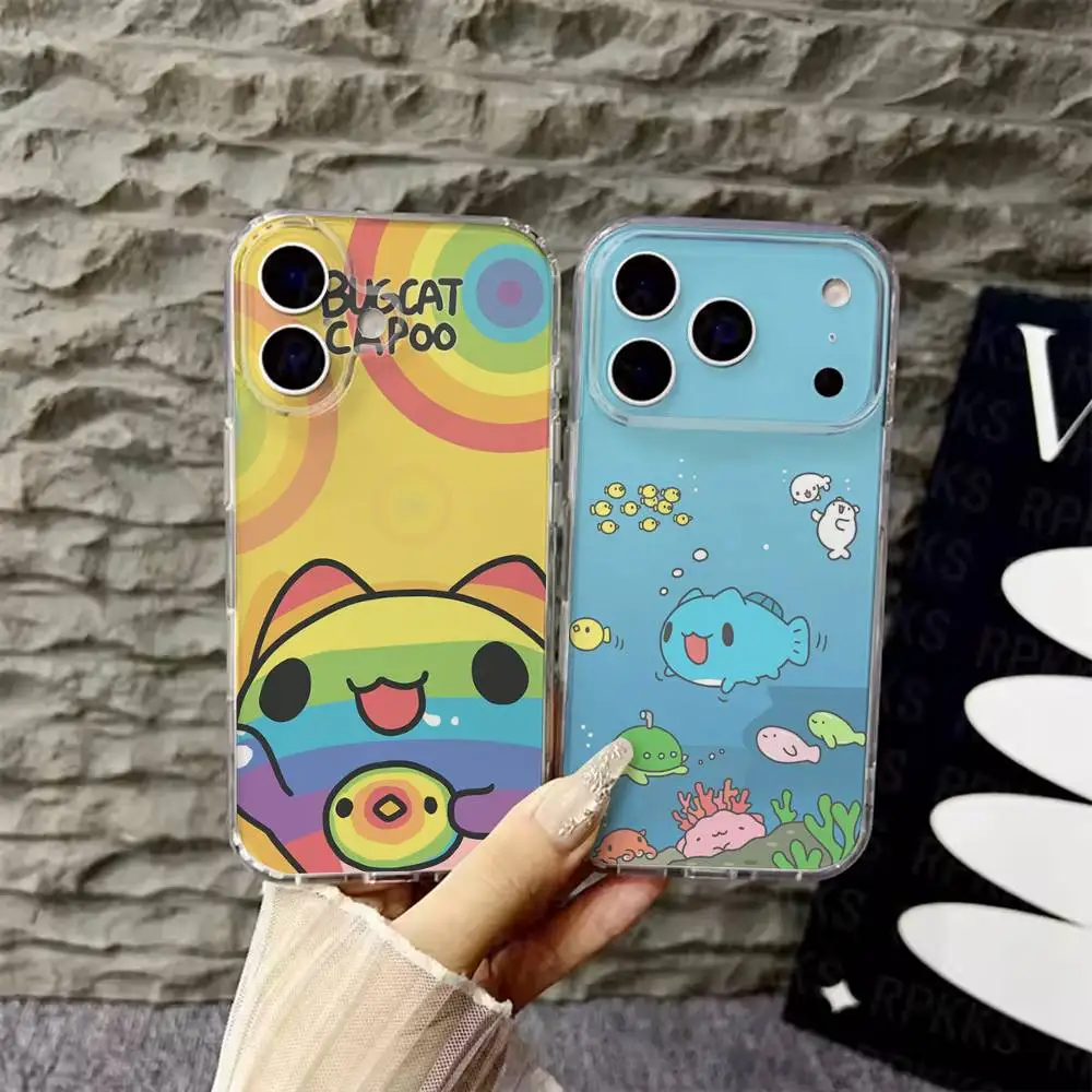 

Blue Bugcat Capoo Phone Case For iPhone 6,16,15,14,13,12,11,17 Pro,Max,Plus,X,XS,XR,SE,Mini Transparent Soft Cover
