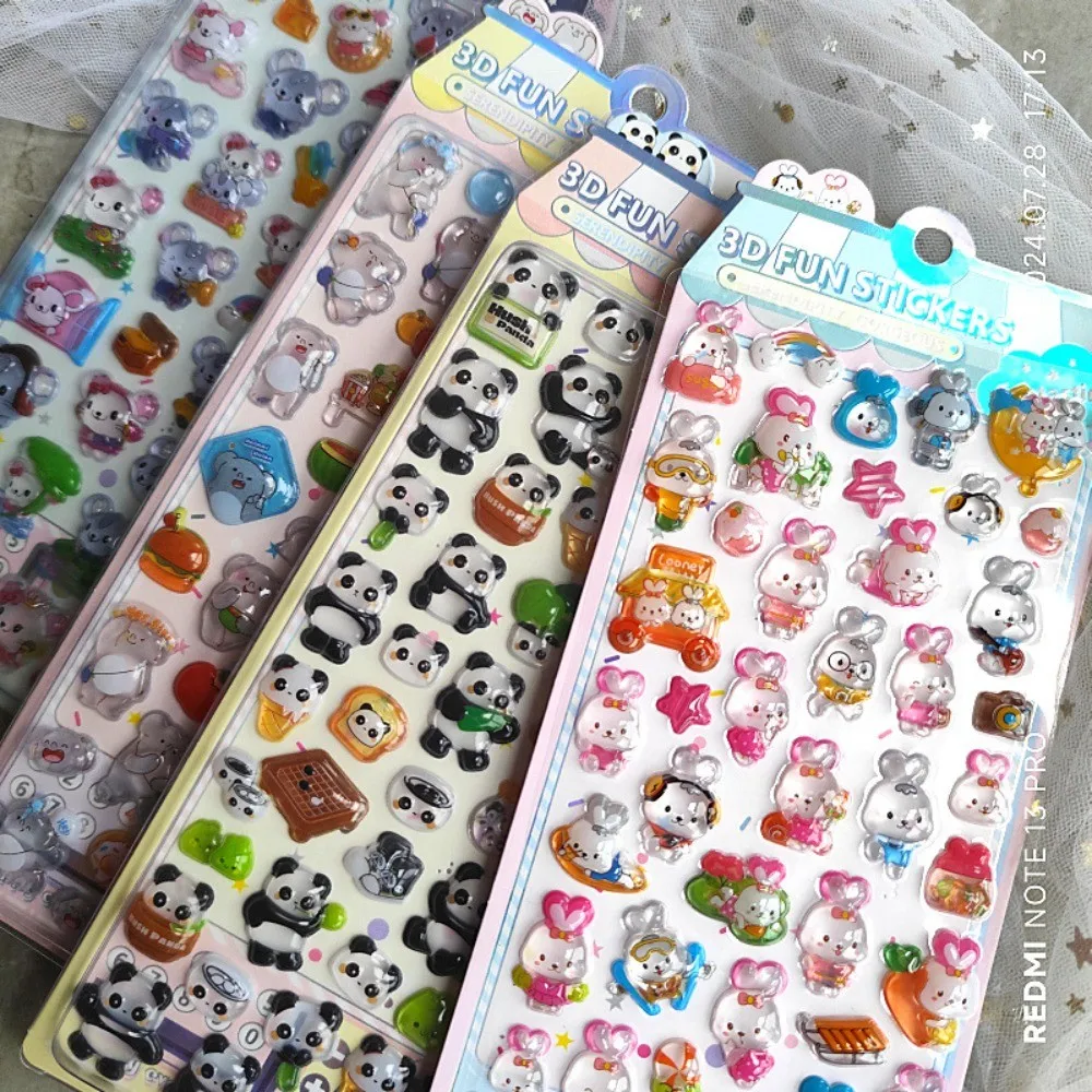 4-Piece 3D Embossed Crystal Animal Fun Stickers - Decorative Decals for Kids Notebooks Phone Cases Golden Memory Stickers Store