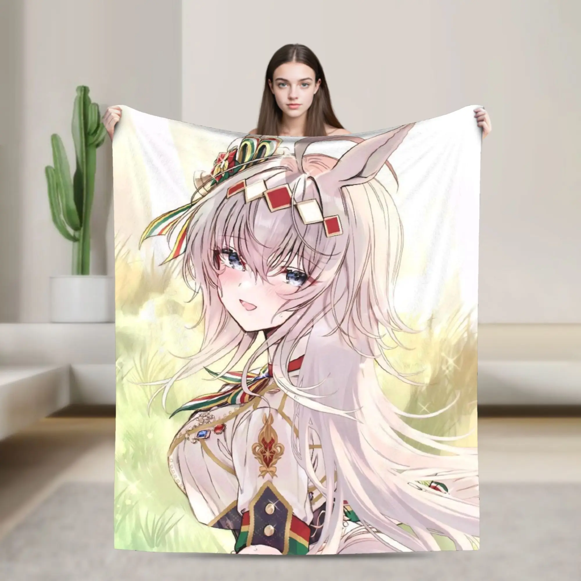 Oguri Cap Flannel Blanket Uma Musume Pretty Derby Funny Throw Blankets for Home 200x150cm Bedspreads