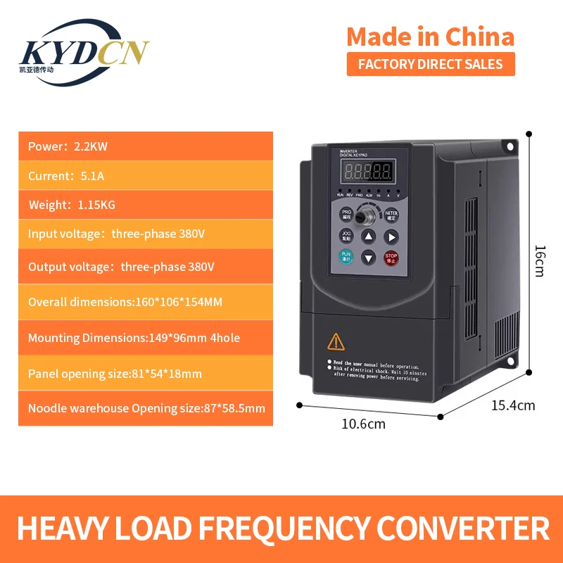 

KYDCN 2.2KW 380V in and out frequency converter 3phase frequency inverter for motor speed controller VFD Speed Control Inverter