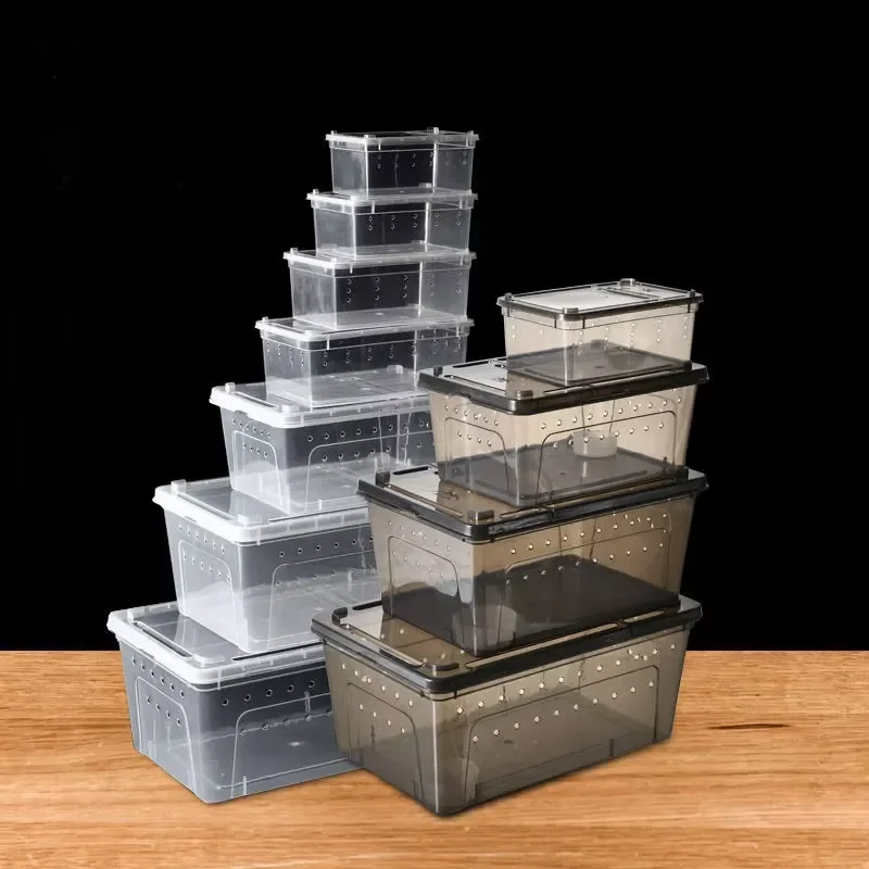 Portable Square Transparent Plastic Reptile Habitat Cage Universal Four Season Snake Feeding Box Turtle Transportation