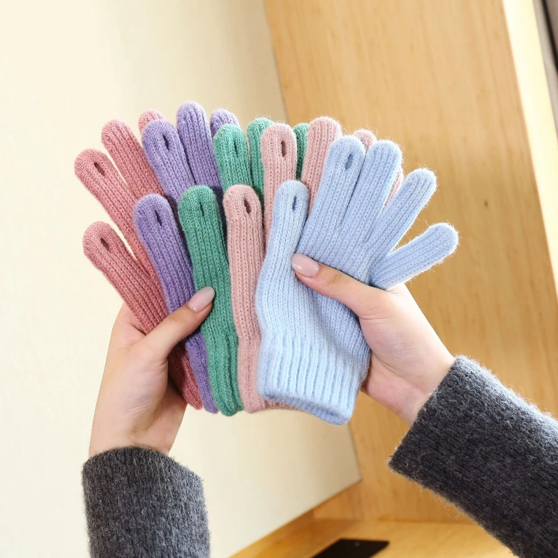 Einfarbige Strickhandschuhe für Kälteschutz und Wärme. Finger-Touchscreen. Fingerlose Fahrradhandschuhe und Bergsteigerhandschuh