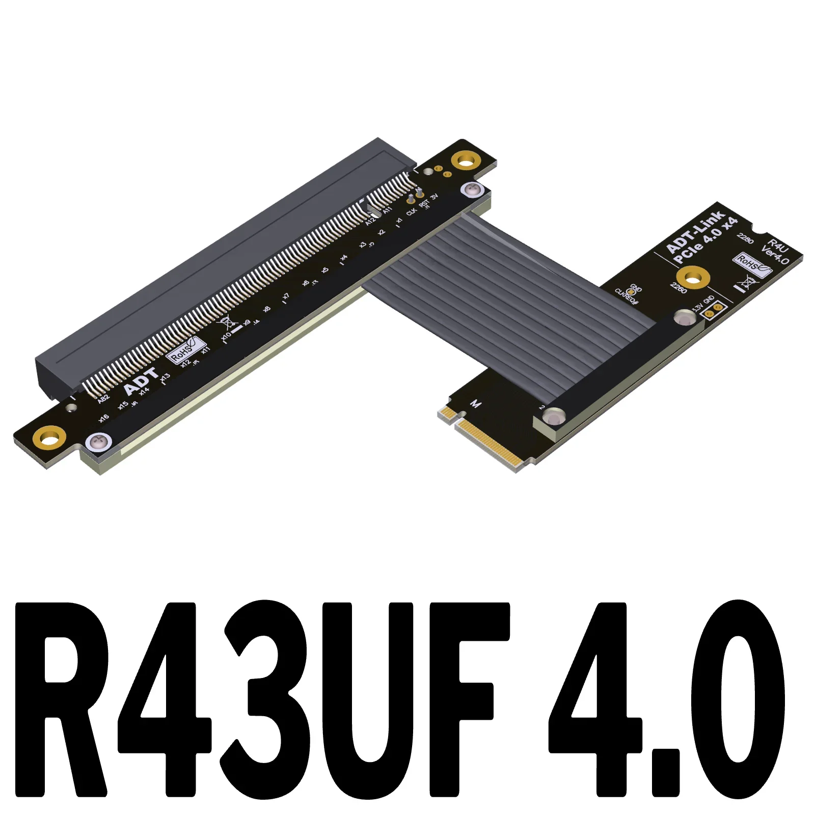 PCIe x16 Extended Graphics Adapter Cable Supports PCIE 4.0x4 full speed ADT for NVMe SSD ports