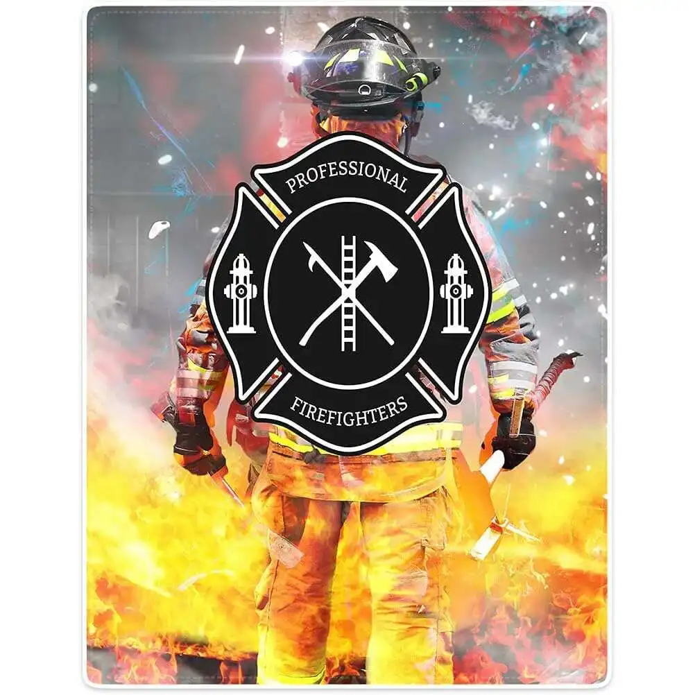 Customized blankets, plush sofas, throwing blankets, firefighters, fire signs, firefighters, heroes, Father's Day gifts