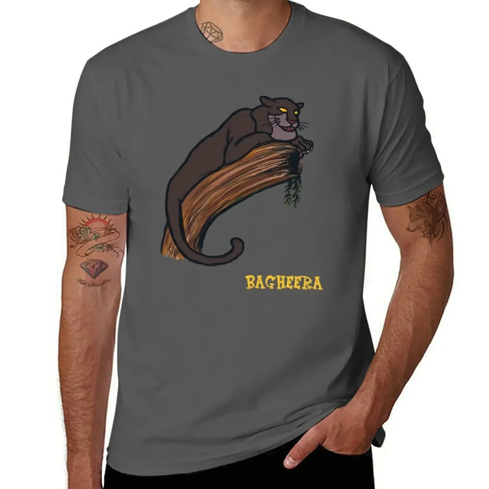 Bagheera the panther T-Shirt hippie clothes cute clothes fitted for men anime clothes new in tops tees heavyweight Male Cartoon