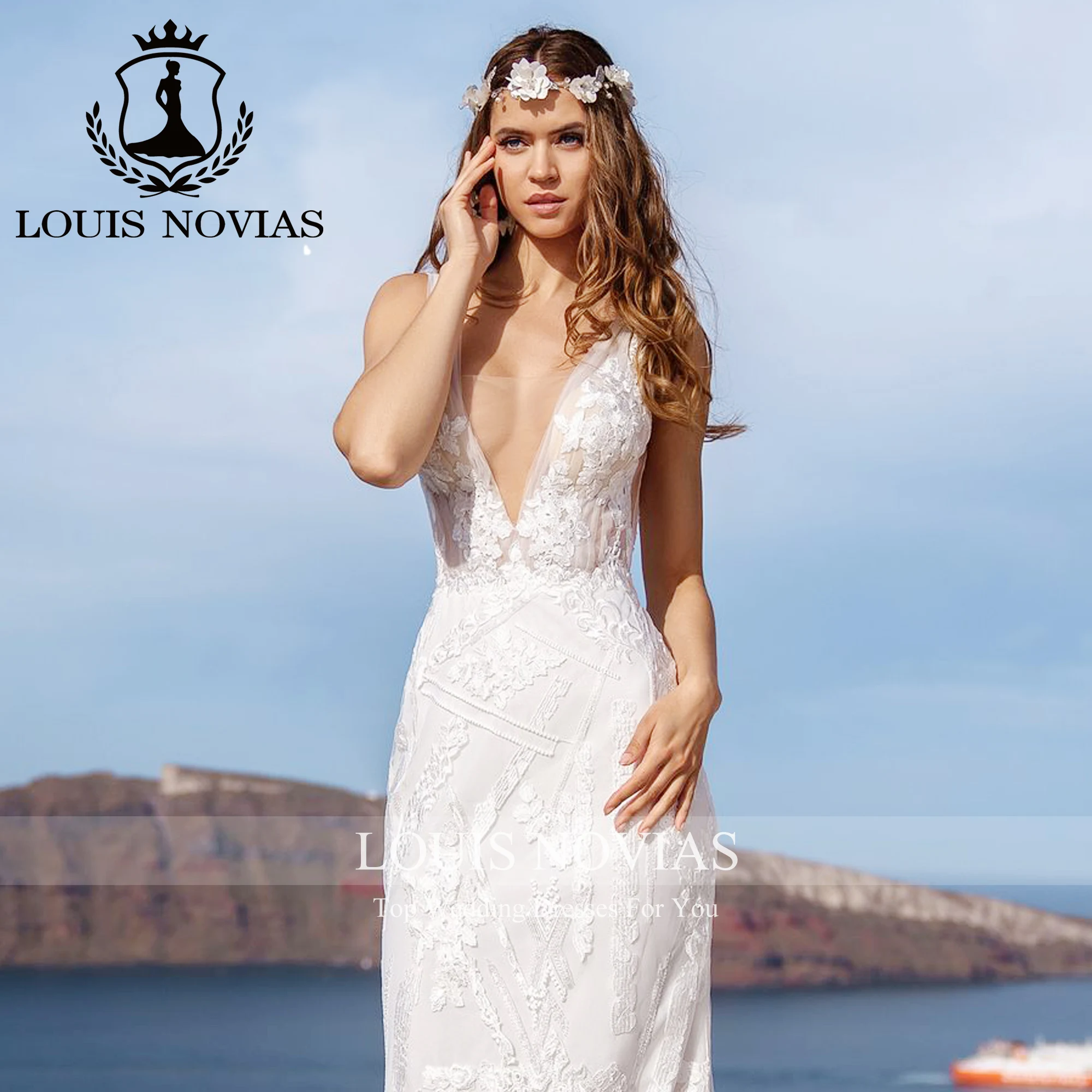 

LOUIS NOVIAS 2 IN 1 Luxurious Hot Sale Style Stunning Spaghetti Straps V-neck Brush Train wedding Dress Vestidos De Novia