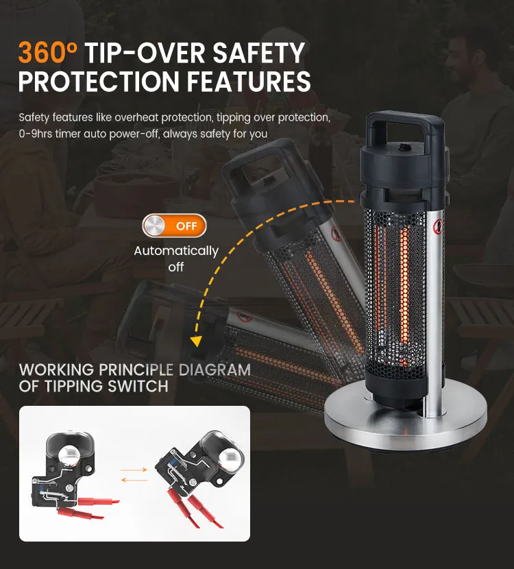 가정용 탄소 섬유 스탠딩 실외 히터용 700W 휴대용 실내 전기 히터