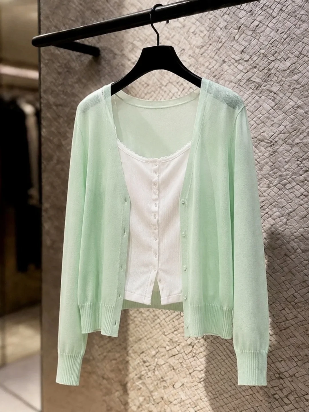 

Summer Design Long Sleeve Knitted Open Cardigan Casual Versatile Lazy Style Sun Protection Top Women Single Button Euro Goods